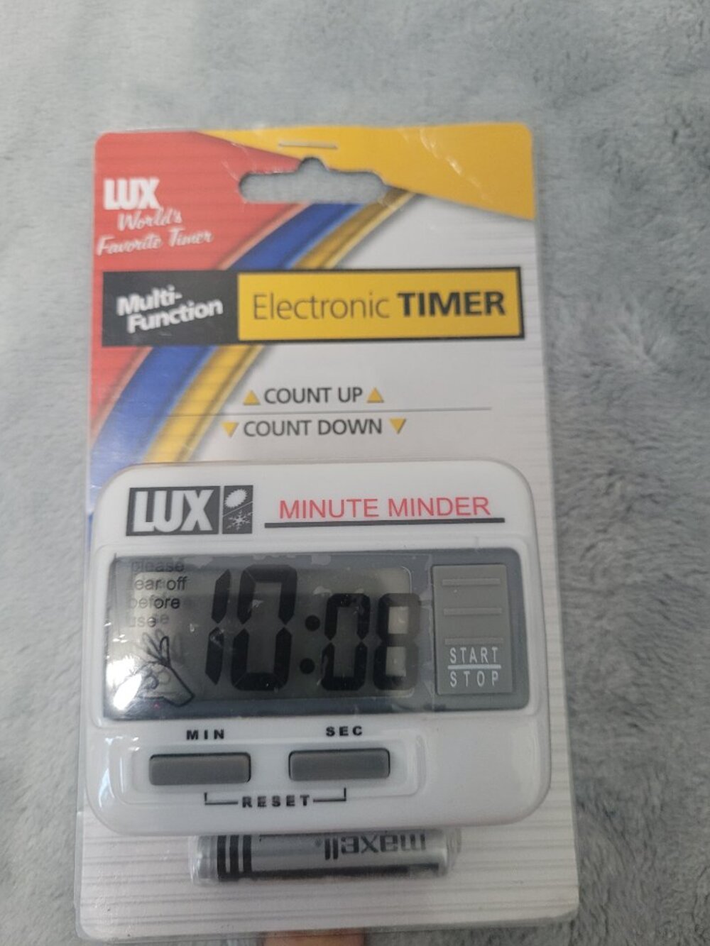 LUX Electronic Timer Clock Feature, Count Up/Down Timer, Battery Included